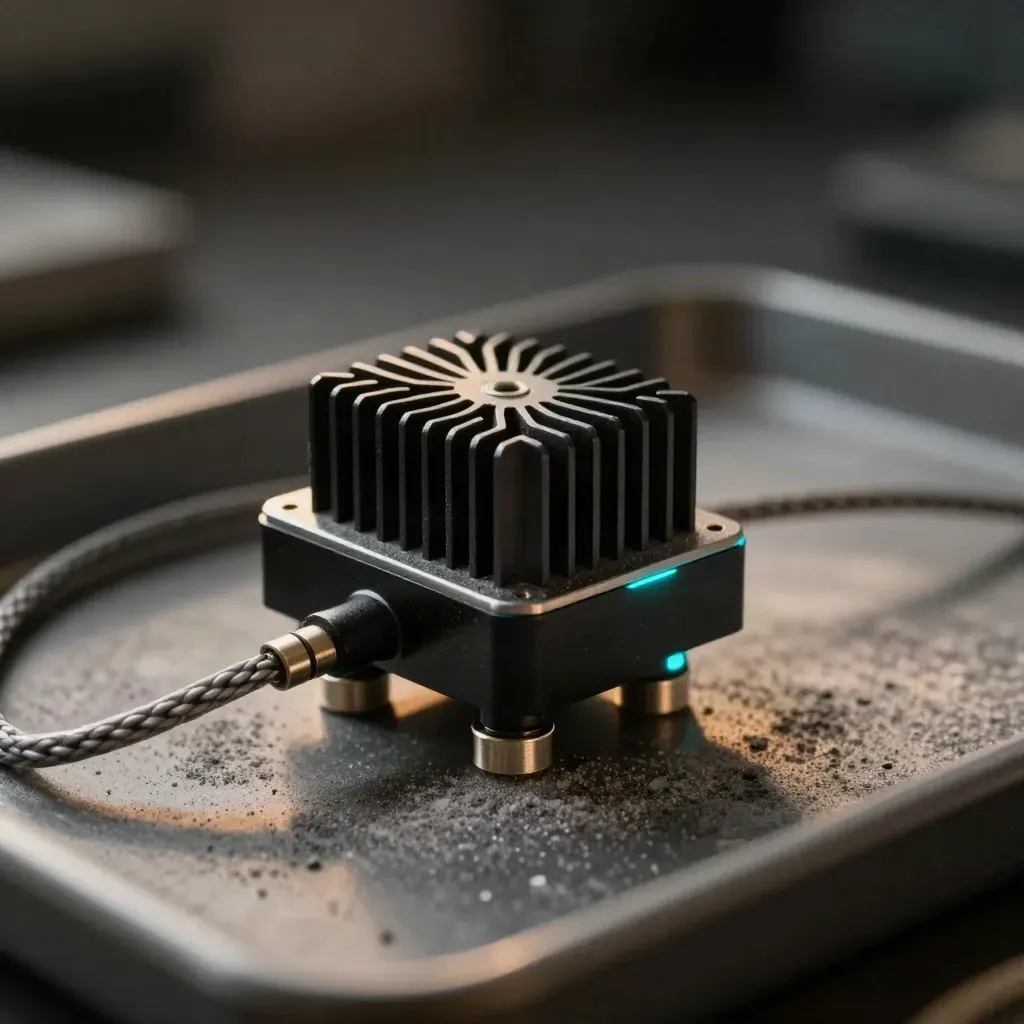 Macro thermal probe with heat sink and spacers on graphite tray
